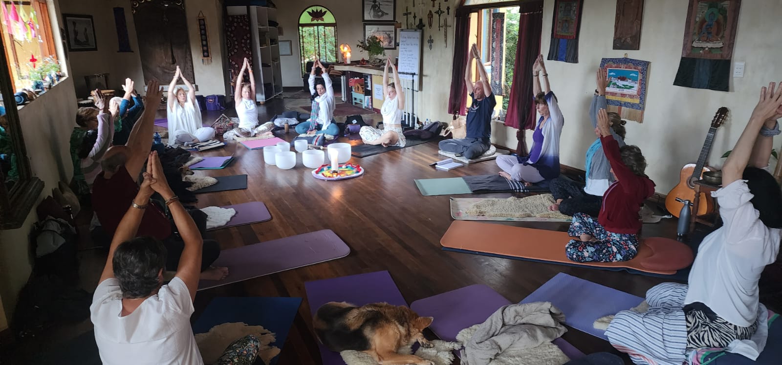 Participants in deep meditation and spiritual practice